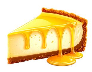 A slice of honey-drizzled cheesecake