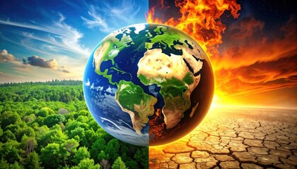 Earth divided between eco system and climate change