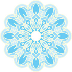 Blue Pastel Mandala Ornament, Minimal Abstract Floral Pattern, Elegant Decorative Ethnic Design for Background and Invitation