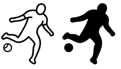 Vector illustration of a soccer player running with a ball, a silhouette of a man in action