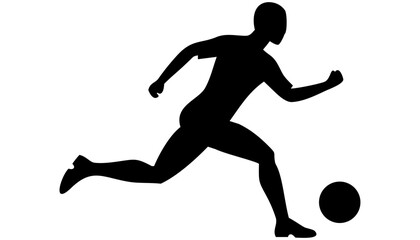 A vector illustration of a running male athlete and a soccer player in a black silhouette