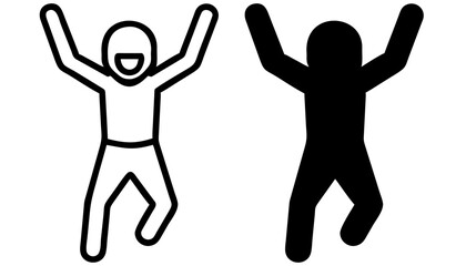 A vector illustration of a person's black silhouette with a graceful hand gesture