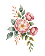 Delicate watercolor illustration of a floral element