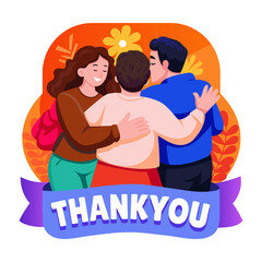 A flat style illustration showing group hug 
