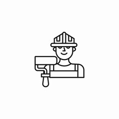 builder holding roller icon sign vector