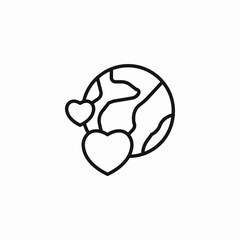 earth with two hearts icon sign vector