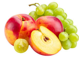 Fresh peaches, grapes, and apple slices