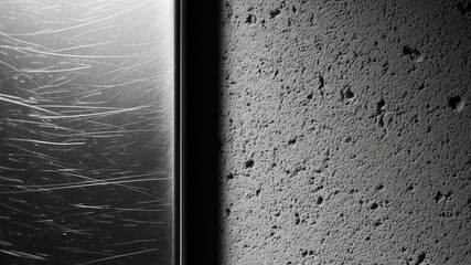 Scratched chrome sheet and gray concrete, a perfect and rugged setting for a product showcase of tools, watches texts or automotive parts Tough