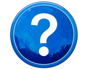Blue circle button with a white question mark