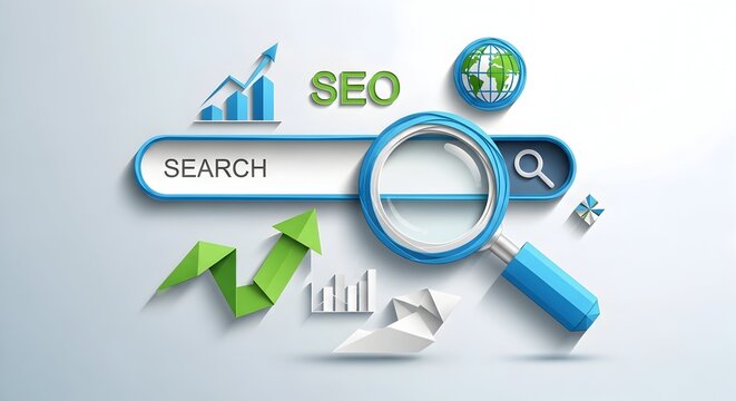 SEO search bar with growth charts