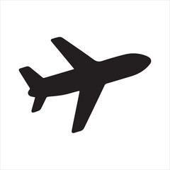 Airplane icon silhouette vector with white background