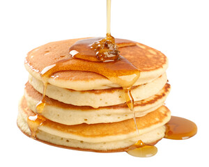 Golden Stack Pancakes Drenched in Sweet Syrup, a Delicious Breakfast Delight