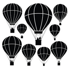 Obraz premium Collection of black hot air balloon silhouettes vector illustration scalable eps for graphic design vector