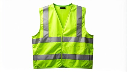 High-visibility safety vest with reflective stripes white background—bold clarity, protection, and readiness in motion.