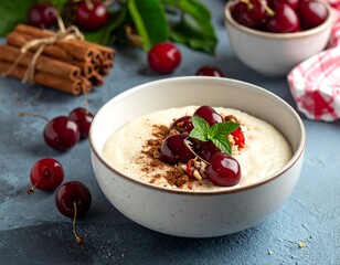 Delicious Cherry Oatmeal Breakfast Bowl.