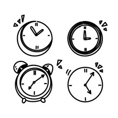 doodle clock icon collection hand drawn