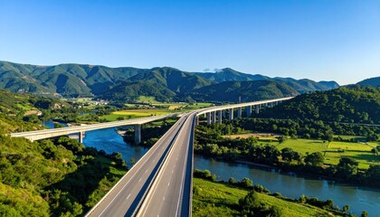 Highway crossing through valley landscape