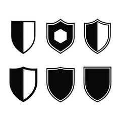 Set of six black and white shield designs vector graphics for download eps format vector