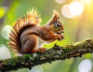 Squirrel eating nut outdoor scene