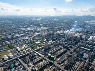 Aerial view of a large chemical plant