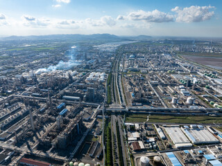 Aerial view of a large chemical plant