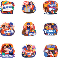 Set of Gratitude Flat Style Illustrations 

