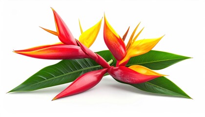Red and yellow bird of paradise flowers