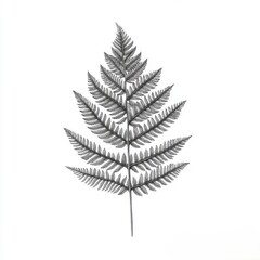 Elegant Black and White Fern Leaf on White Background