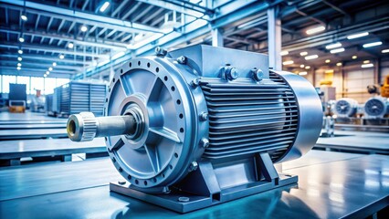 Industrial electric motor with gears in a factory environment