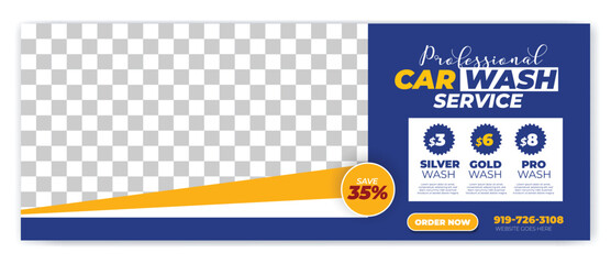 car wash flyer and banner template bundle. Auto detailing service promotional web banner with pricing, packages, and modern layout.