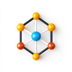 Obraz premium Colorful Molecular Structure Model on White Background