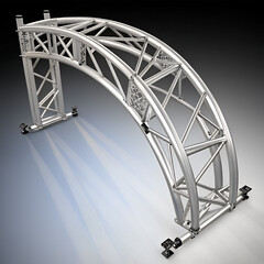 Curved metal truss structure for stage or event lighting and sound