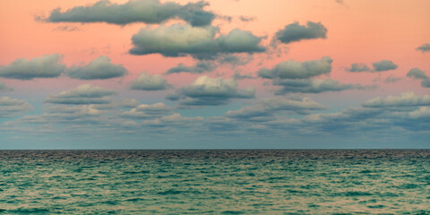 Calm horizon with sea nature. Romantic summer vacation at seascape. Sunset sea and seascape. Sea...