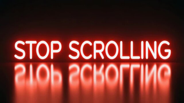 Stop scrolling now with this attention-grabbing neon animation - perfect for social media marketing and digital advertising to boost engagement!