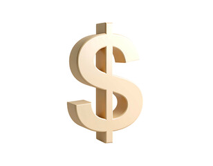 3D rendered dollar sign, light beige