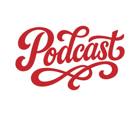 Podcast text lettering vector