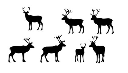 Reindeer standing in snow silhouette vector illustration design
