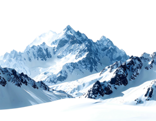 Snowy mountain range, crisp, vast, pristine