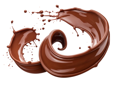 Chocolate liquid swirls with splashes