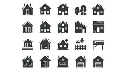 Vector silhouette icon set of various houses and buildings for real estate and architecture projects vector
