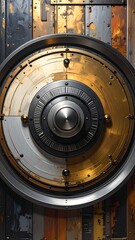 Circular security safe on a wall