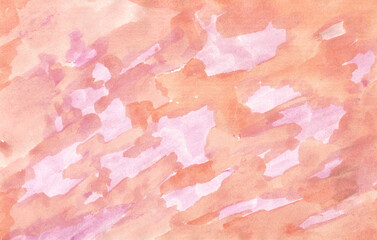 Watercolor painting abstract background of orange and pink on paper. illustration for summer, autumn, season, party, cover, card and banner. Copy space for the text. Hand painted texture style.