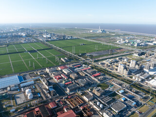 Aerial view of a large chemical plant