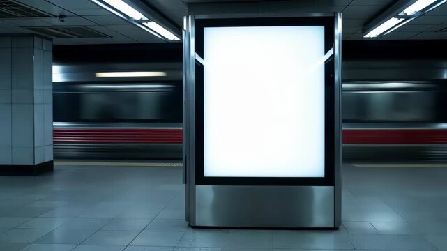 Empty advertisement display in a subway station