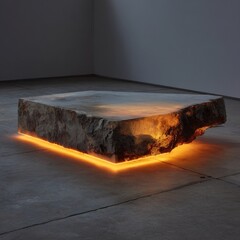 Large slab of stone, lit from below