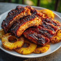Grilled ribs with pineapple