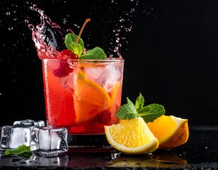 Refreshing Fruit Cocktail Drink Splash.