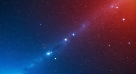 Fototapeta premium A breathtaking, star-studded expanse of space, transitioning smoothly from deep blues to fiery reds, showcasing cosmic beauty and light.