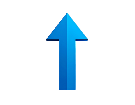 Bold, stylized blue upward arrow on black background
