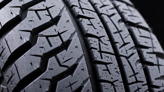 Close-up of a tire tread pattern